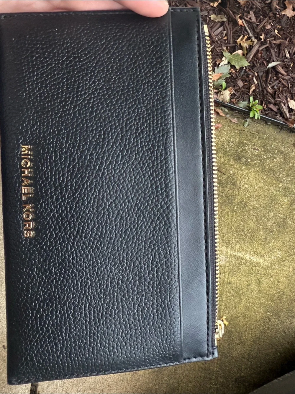 Michael Kors Black Empire Leather Large Card Holder with Gold Hardware